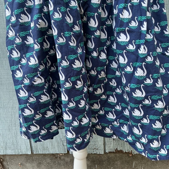 Fervour 3X Swan Print Sleeveless Dress Navy Blue V Neck Cotton Made in USA VTG - Picture 3 of 11